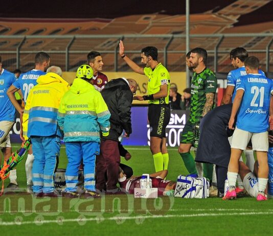 Una testata senza conseguenze. Solo un grande spavento per Coccia e Baggi dopo lo scontro