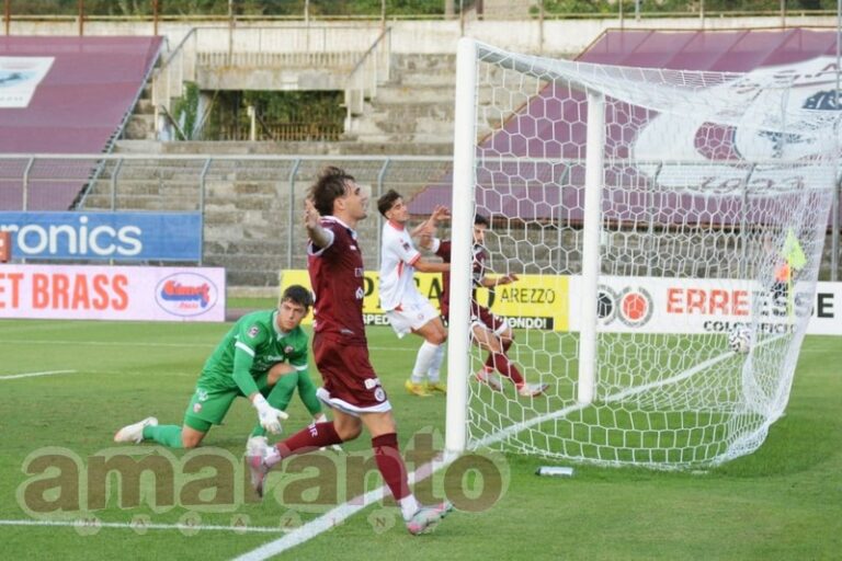 Un’altra vittoria in rimonta, l’Arezzo ribalta il Carpi e resta in vetta alla classifica. Finisce 3-1