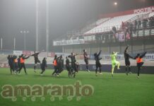 Amaranto di nuovo a +2 in vetta alla classifica. Domani la ripresa degli allenamenti a Rigutino