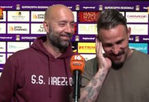 VIDEO / Bucchi-Floro, siparietto in sala stampa: “Tu più bravo di me”. “E tu meritavi questa gioia”