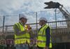 Taglio del nastro al cantiere dello stadio